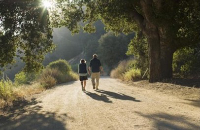 Two people walking